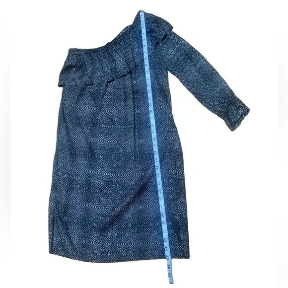 Anthropologie Velvet by Graham & Spencer Black Print One Shoulder Shift Dress S - Picture 15 of 16
